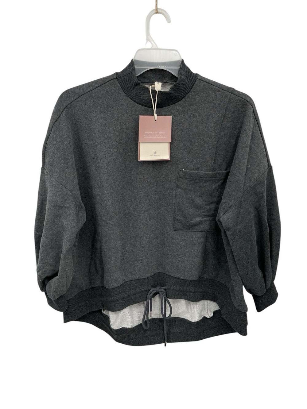 NWT Nap Loungewear Drawstring Hem Cotton Sweatshirt Gray Size XS